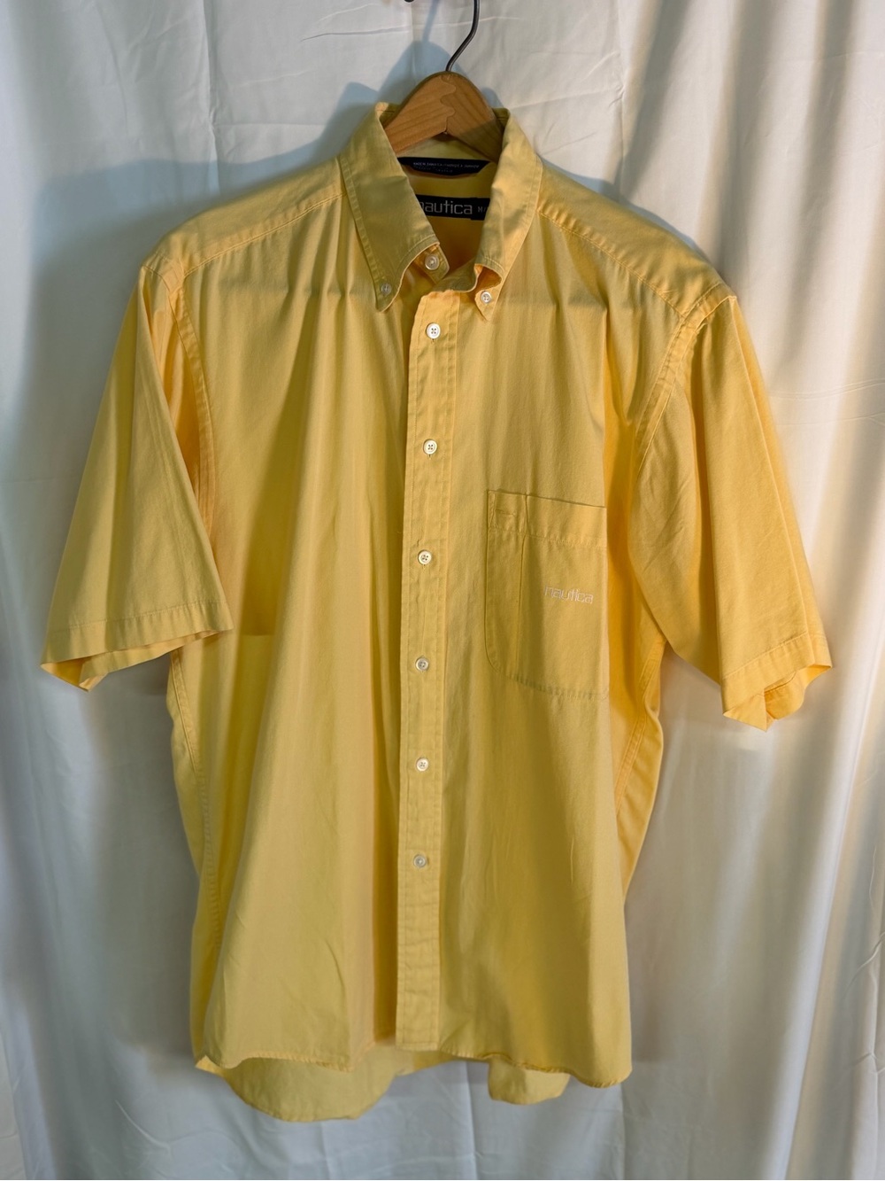 Nautica Men's Short-Sleeve Button-Down Shirt in Pale Yellow